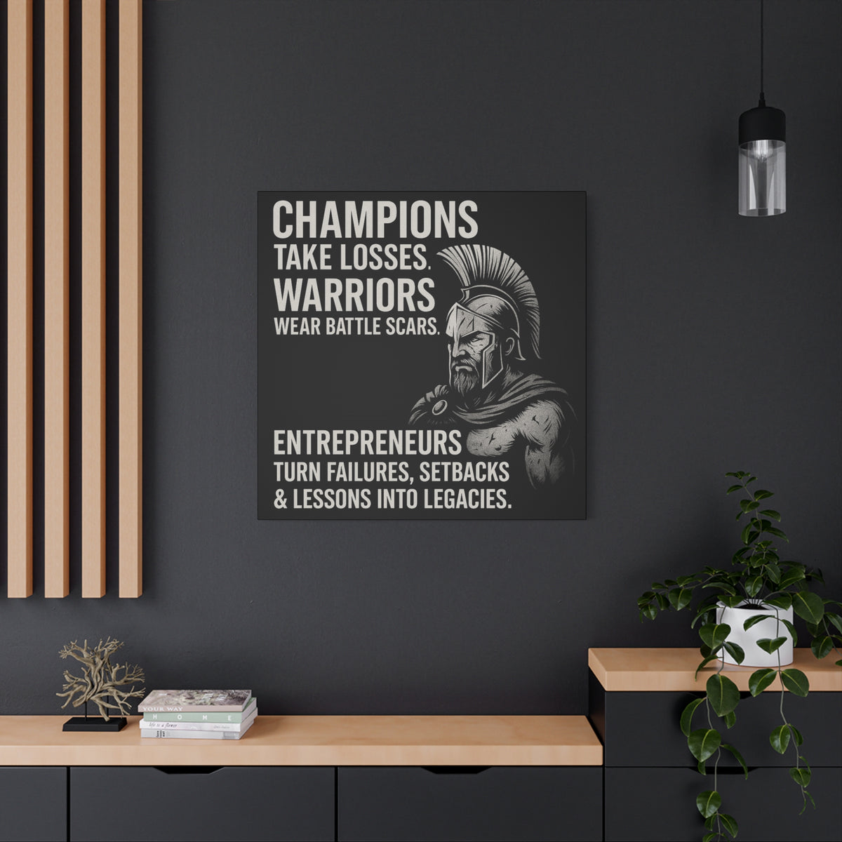 "Champions. Warriors. Entrepreneurs." Motivational Canvas Wall Art
