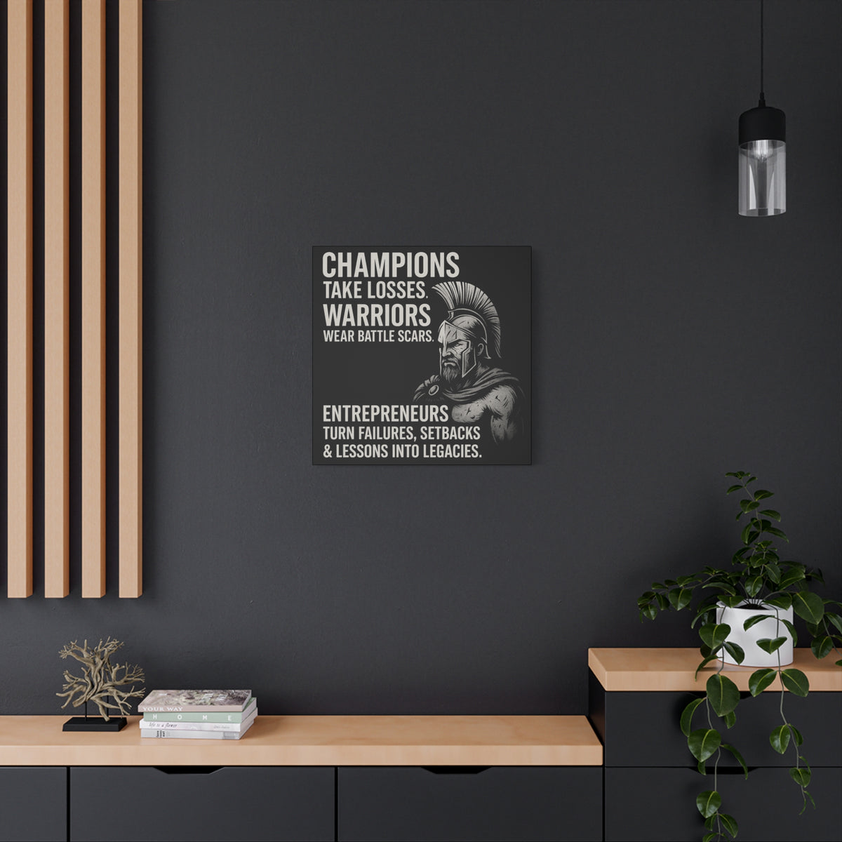 "Champions. Warriors. Entrepreneurs." Motivational Canvas Wall Art