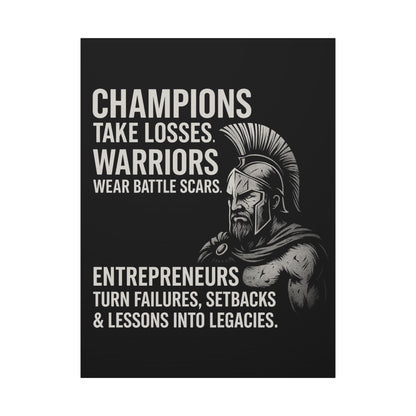 "Champions. Warriors. Entrepreneurs." Motivational Canvas Wall Art